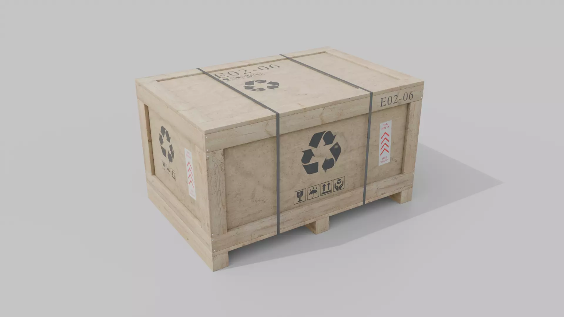 Regular Wooden Crate - Customizable Shipping Box Low-poly 3D model_3