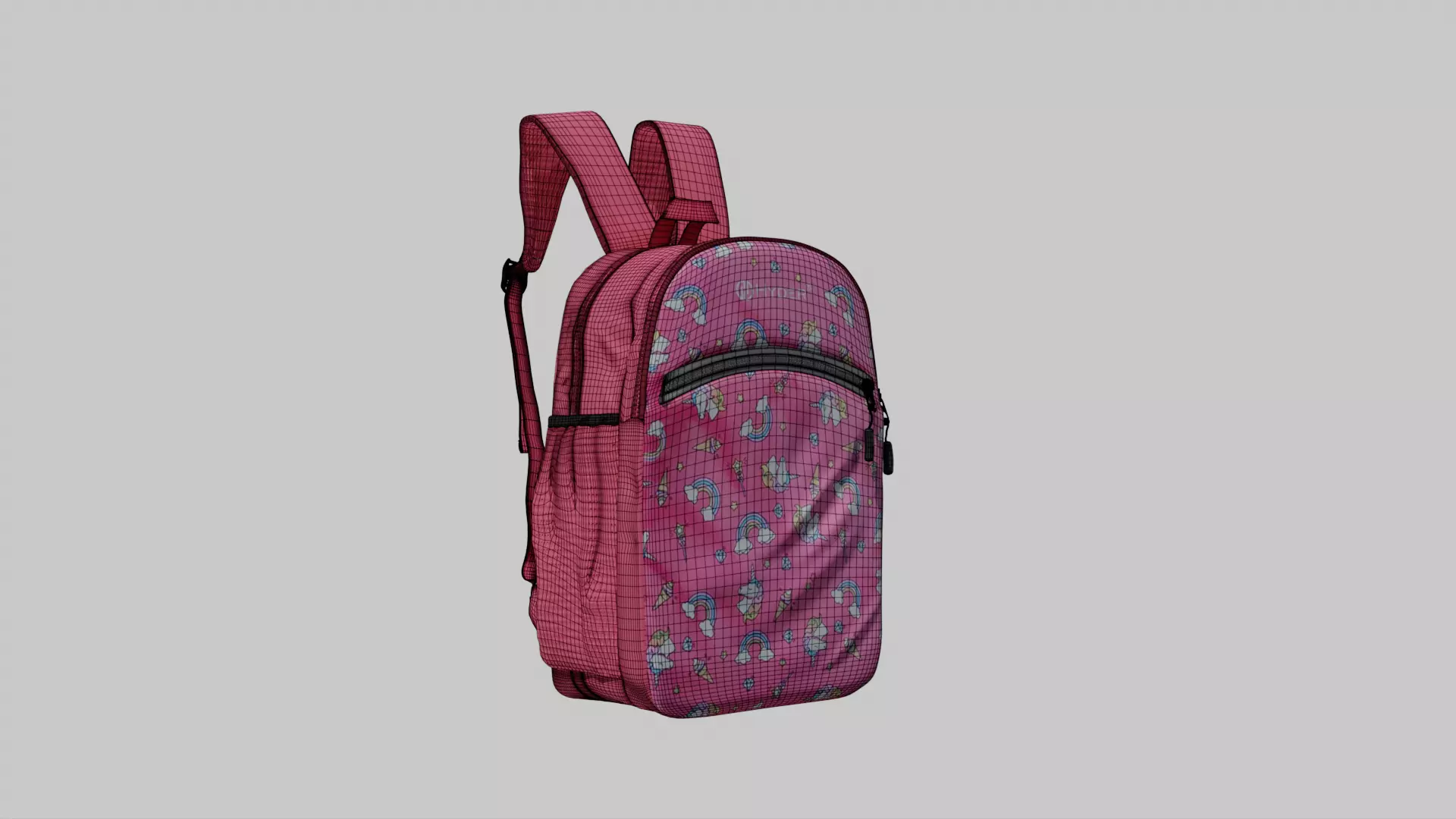 School Bag Low-poly 3D model_8