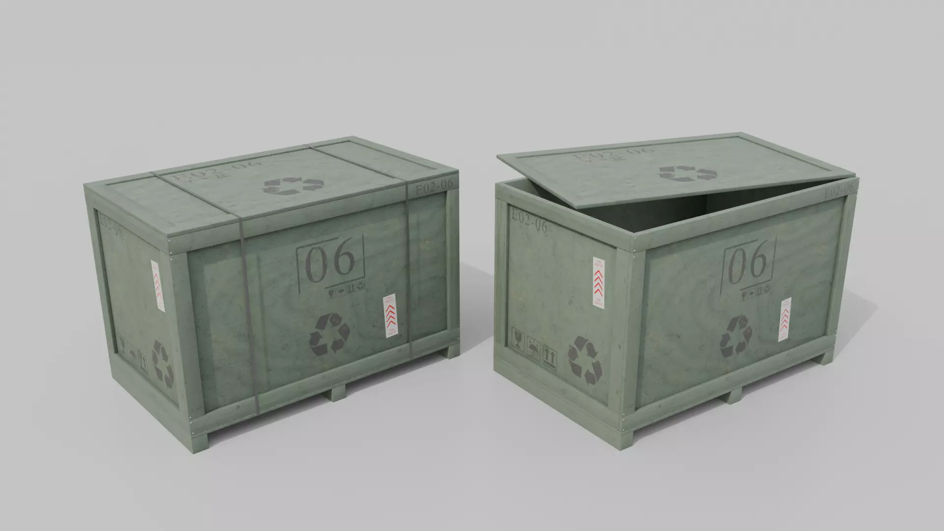 Rectangular Wooden Crate - Customizable Shipping Box Low-poly 3D model_14