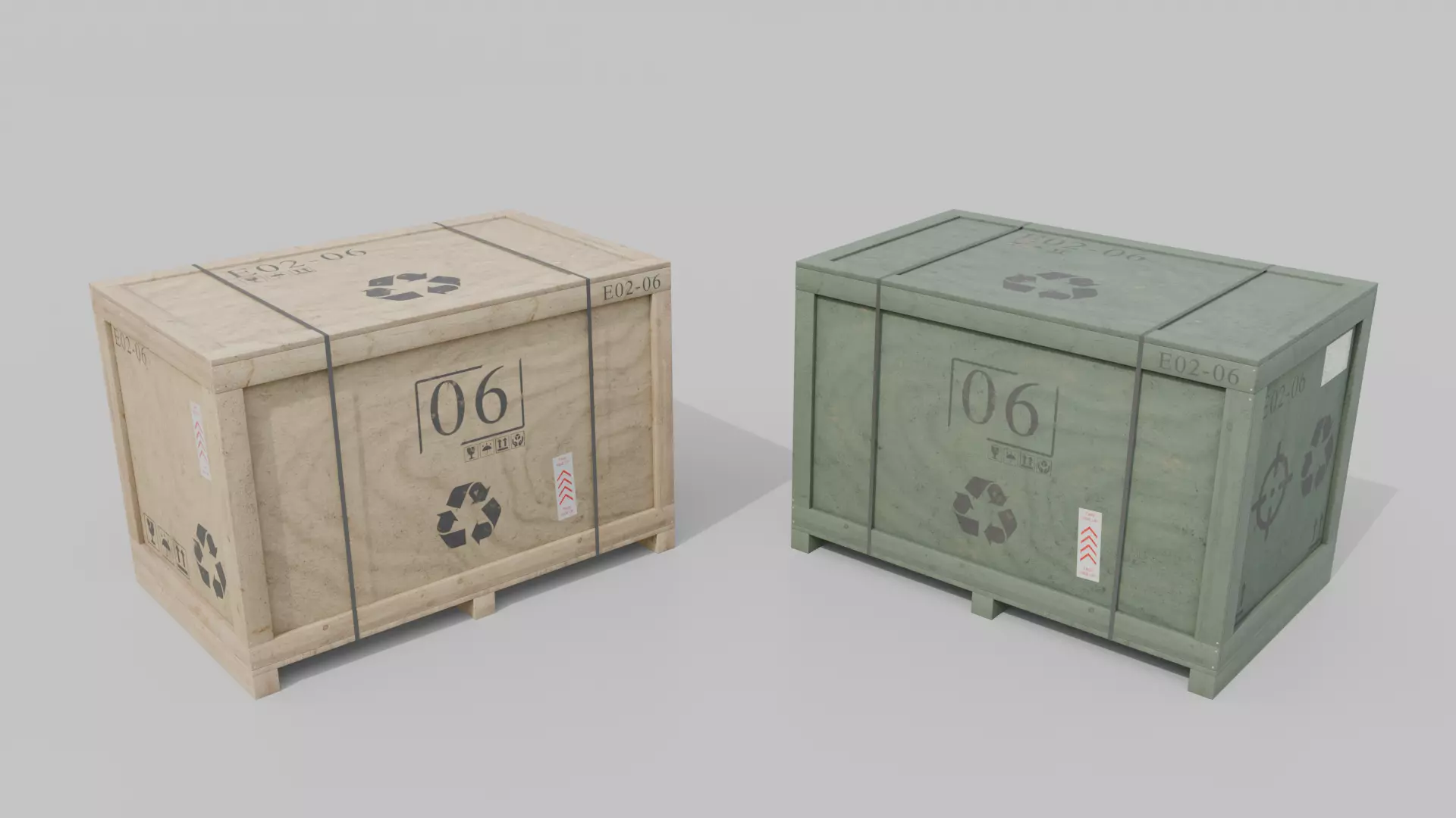 Rectangular Wooden Crate - Customizable Shipping Box Low-poly 3D model_15