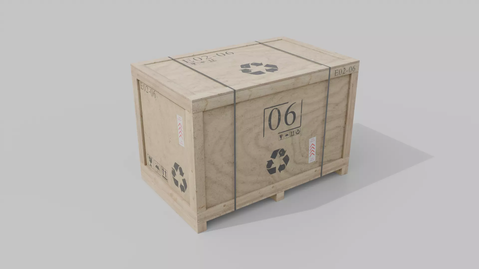 Rectangular Wooden Crate - Customizable Shipping Box Low-poly 3D model_3