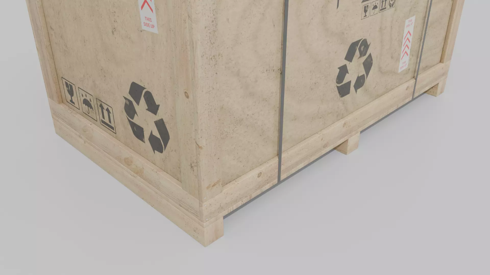 Rectangular Wooden Crate - Customizable Shipping Box Low-poly 3D model_8