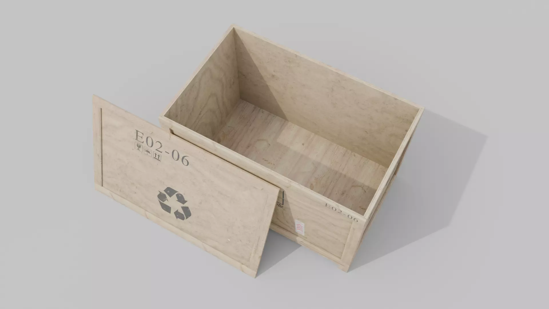 Rectangular Wooden Crate - Customizable Shipping Box Low-poly 3D model_12