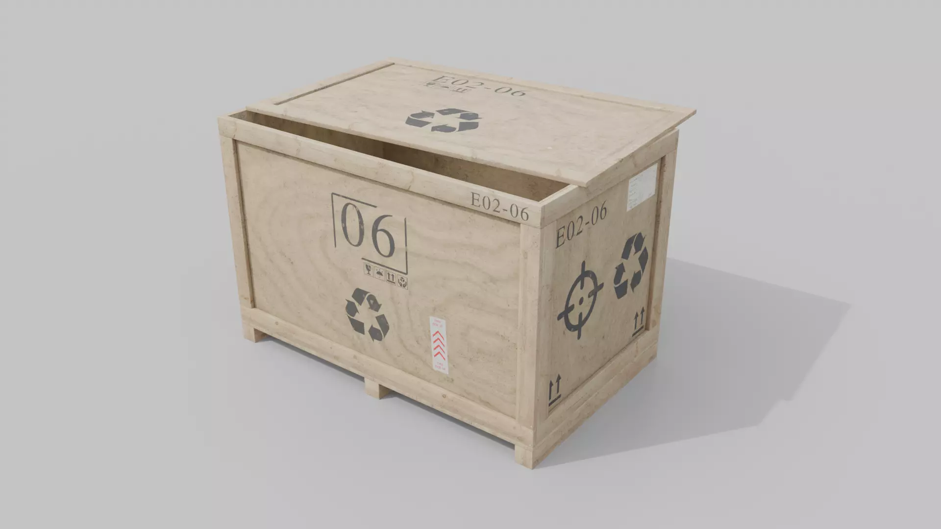 Rectangular Wooden Crate - Customizable Shipping Box Low-poly 3D model_9