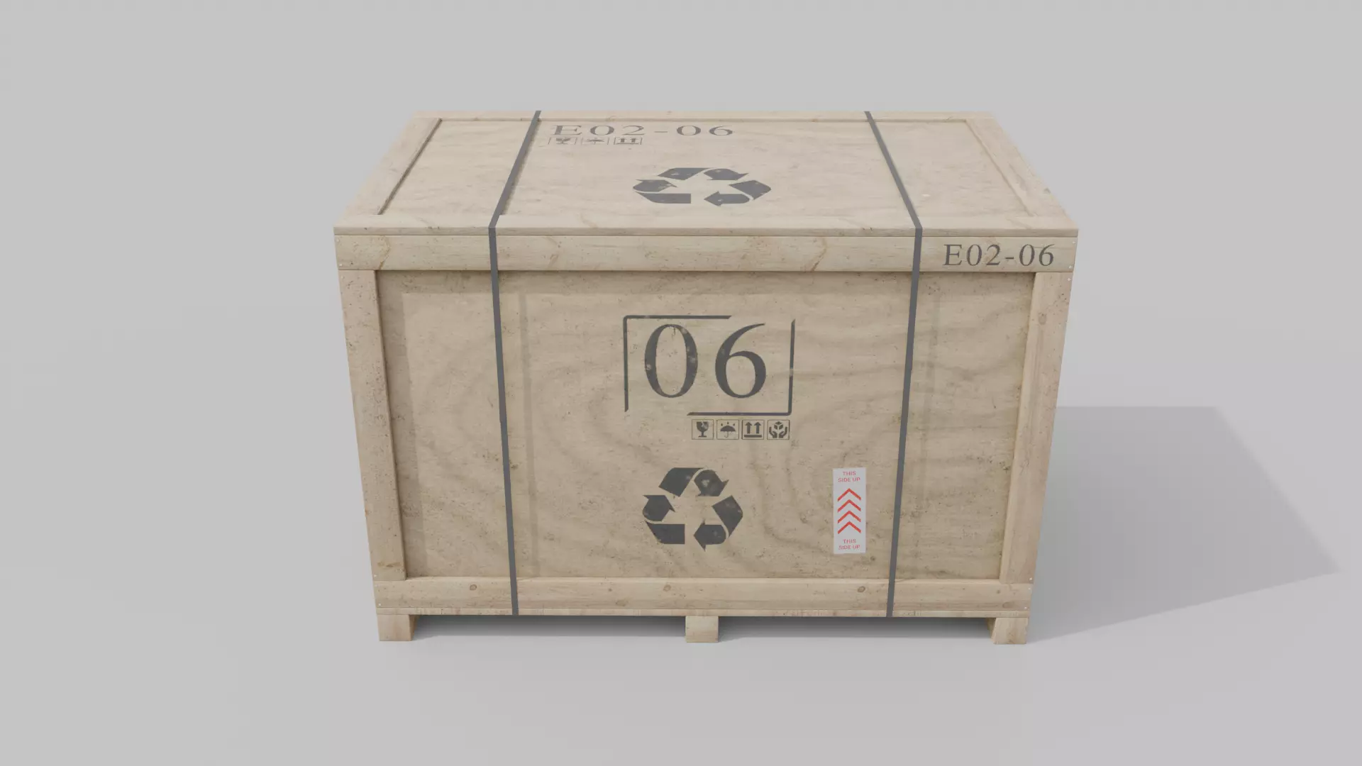 Rectangular Wooden Crate - Customizable Shipping Box Low-poly 3D model_4