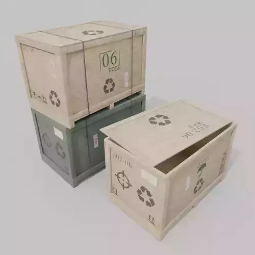 Rectangular Wooden Crate - Customizable Shipping Box Low-poly 3D model
