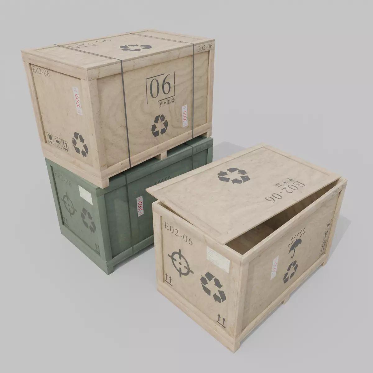 Rectangular Wooden Crate - Customizable Shipping Box Low-poly 3D model_0