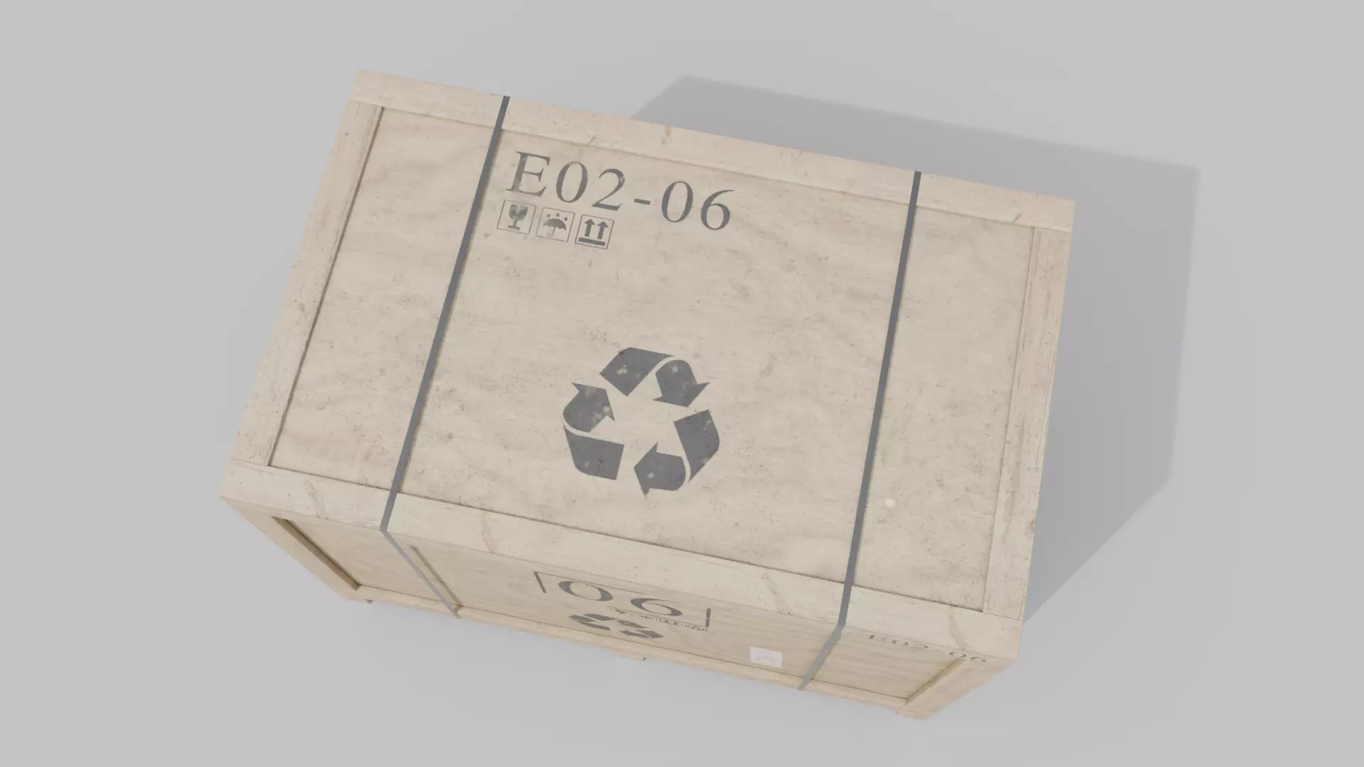 Rectangular Wooden Crate - Customizable Shipping Box Low-poly 3D model_6