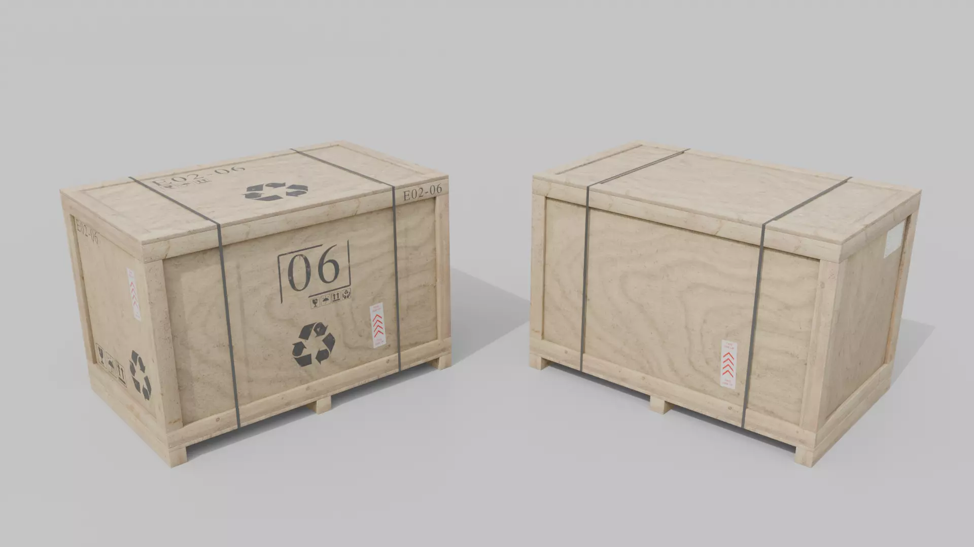 Rectangular Wooden Crate - Customizable Shipping Box Low-poly 3D model_16