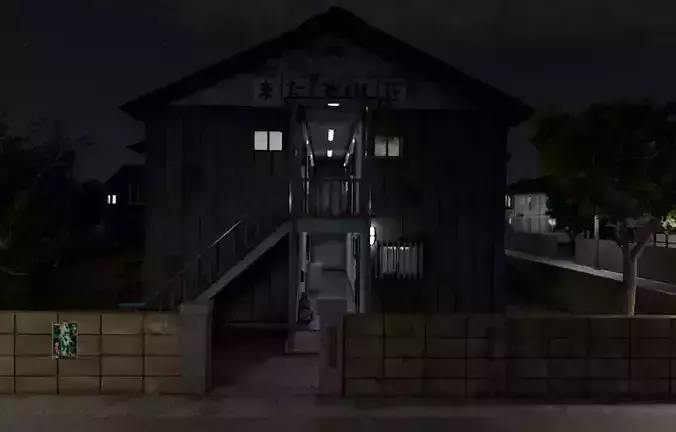 Matazuresoue Apartment 3D Shinchan Apartment Low-poly 3D model