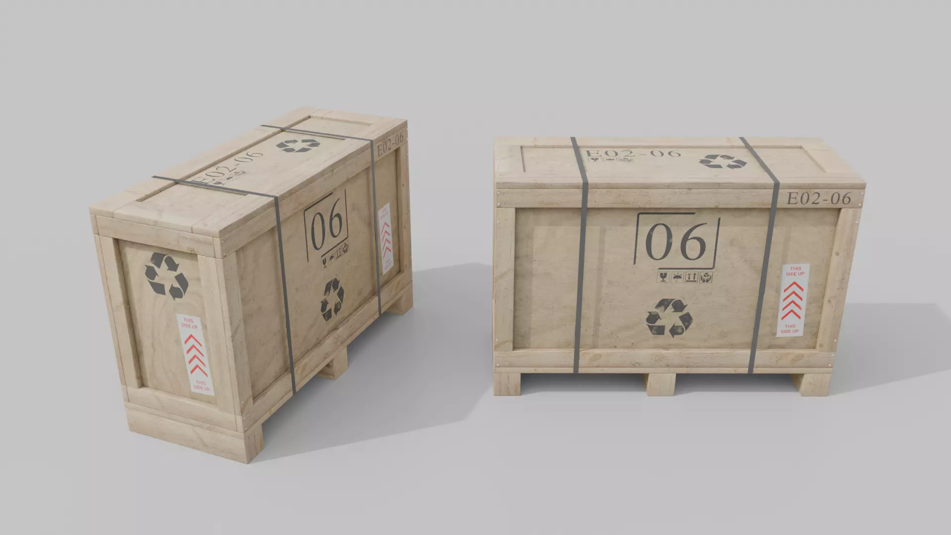 Long Narrow Wooden Crate - Customizable Shipping Box Low-poly 3D model_5