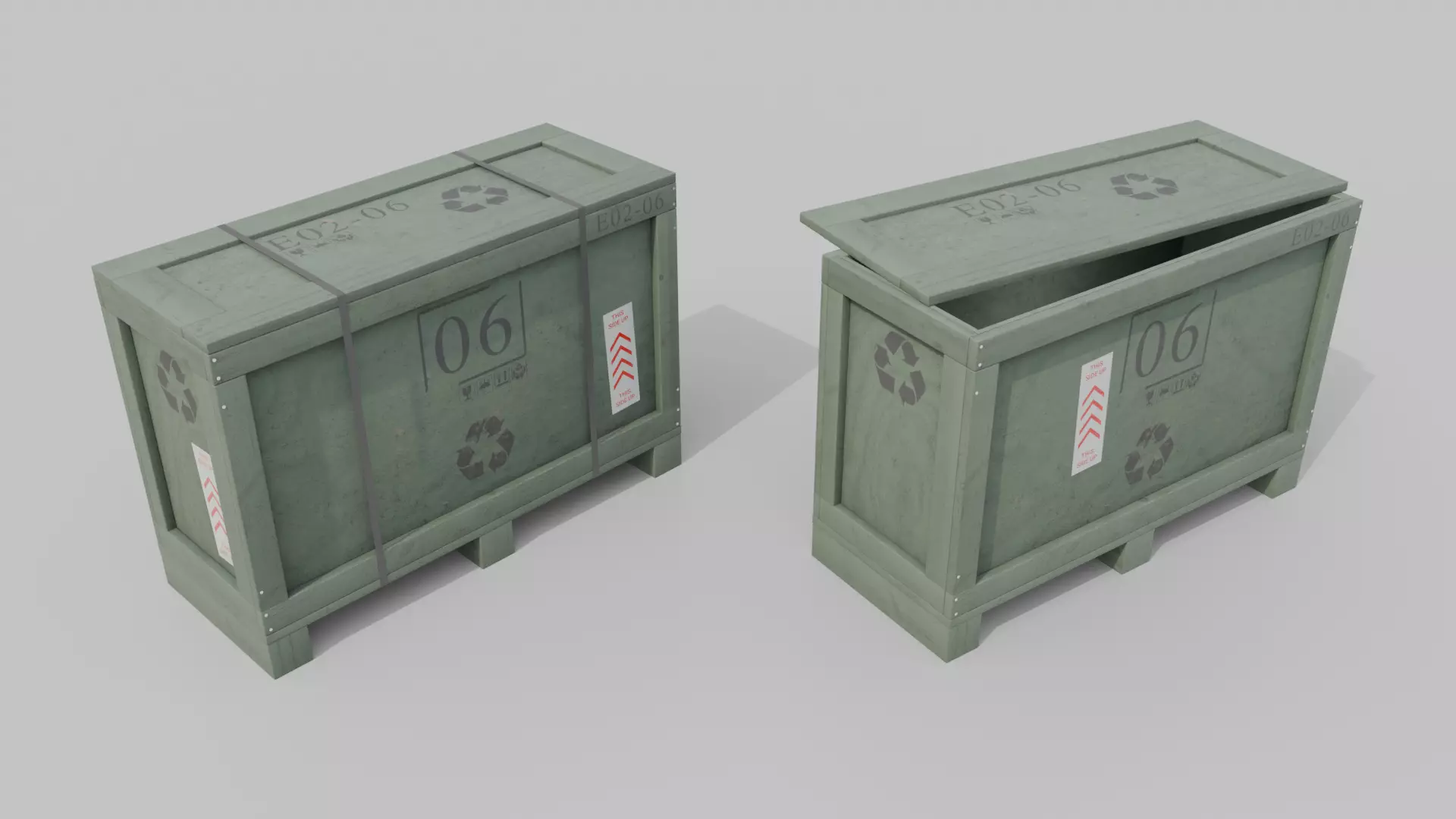 Long Narrow Wooden Crate - Customizable Shipping Box Low-poly 3D model_14