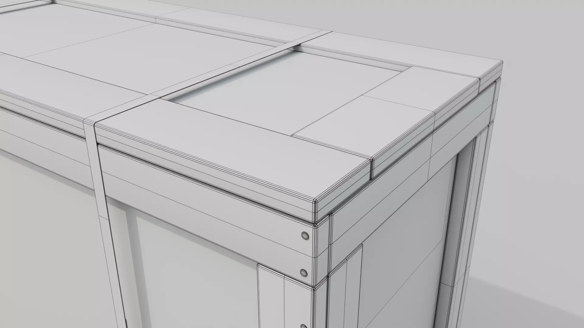 Long Narrow Wooden Crate - Customizable Shipping Box Low-poly 3D model_20