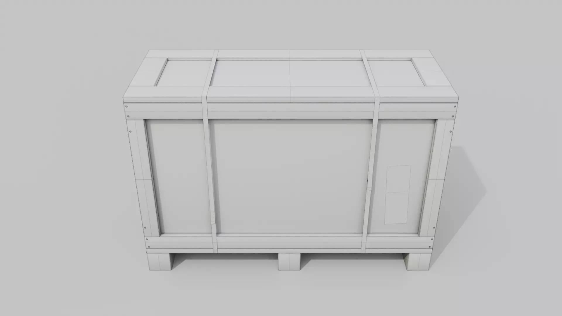 Long Narrow Wooden Crate - Customizable Shipping Box Low-poly 3D model_19