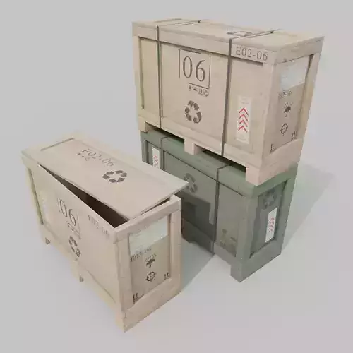 Long Narrow Wooden Crate - Customizable Shipping Box Low-poly 3D model