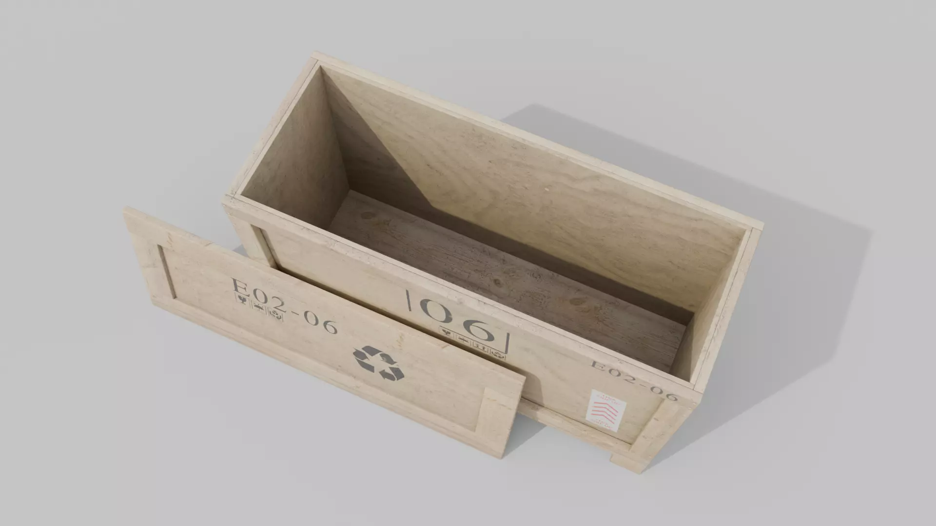 Long Narrow Wooden Crate - Customizable Shipping Box Low-poly 3D model_12