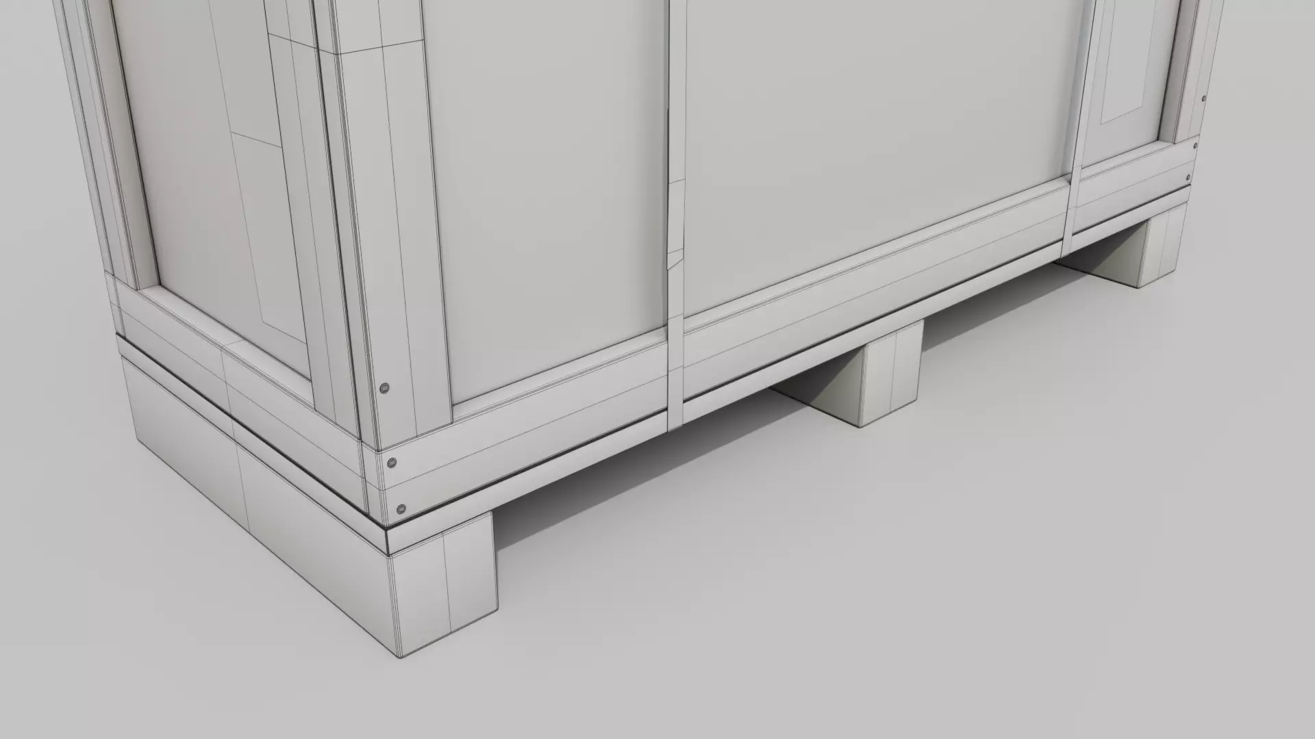 Long Narrow Wooden Crate - Customizable Shipping Box Low-poly 3D model_21