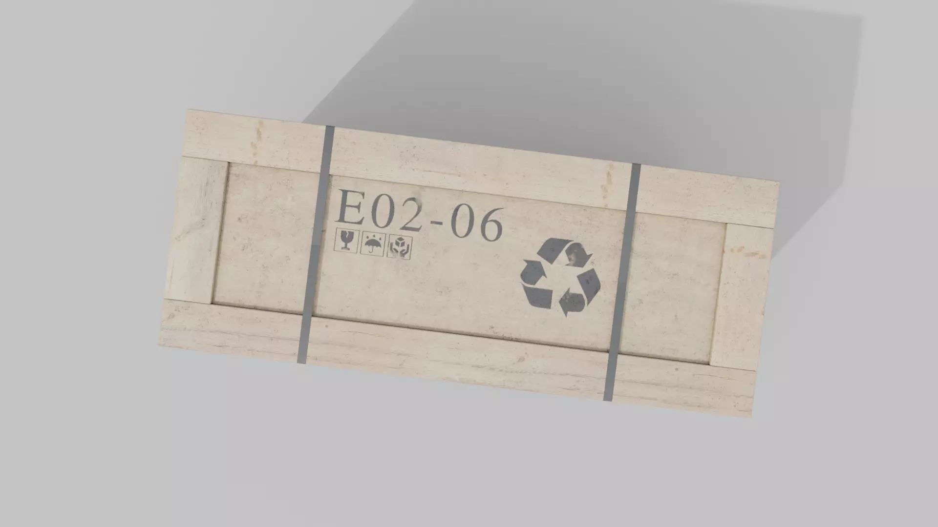 Long Narrow Wooden Crate - Customizable Shipping Box Low-poly 3D model_6