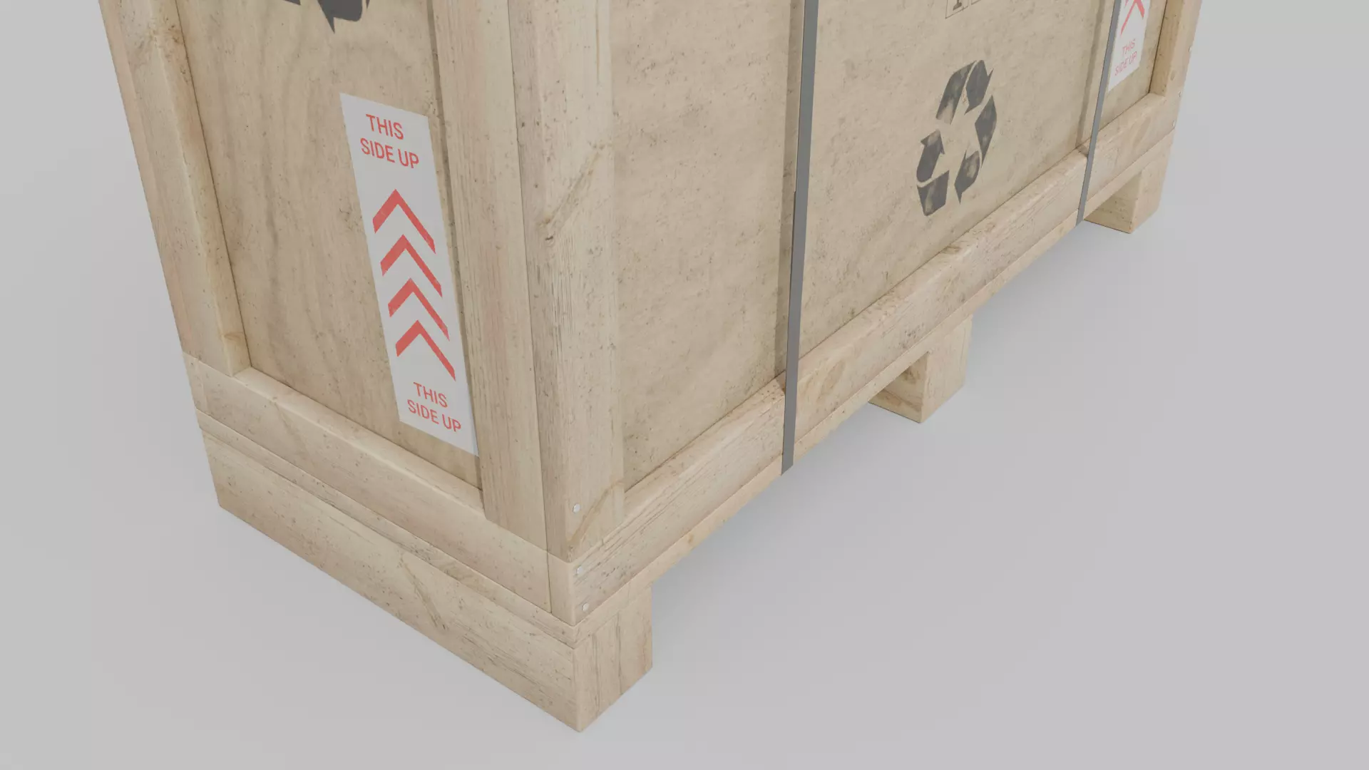 Long Narrow Wooden Crate - Customizable Shipping Box Low-poly 3D model_8