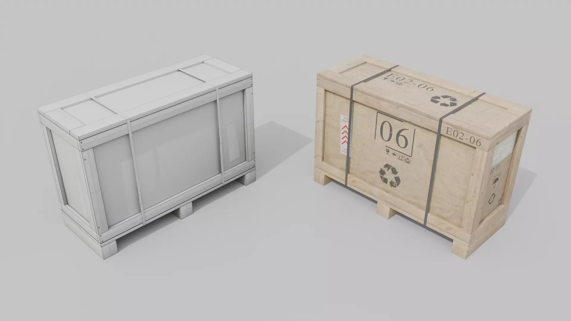 Long Narrow Wooden Crate - Customizable Shipping Box Low-poly 3D model_22