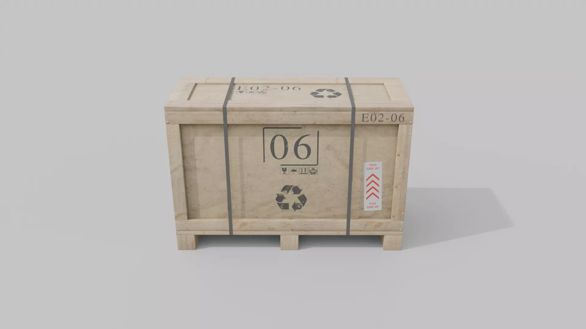 Long Narrow Wooden Crate - Customizable Shipping Box Low-poly 3D model_4