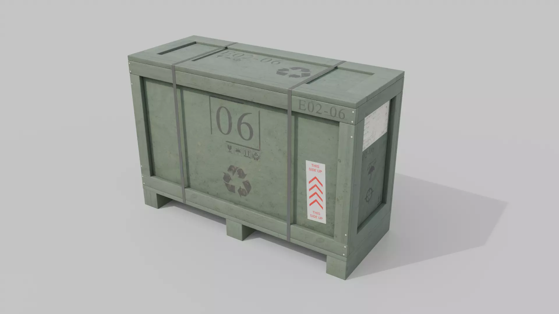 Long Narrow Wooden Crate - Customizable Shipping Box Low-poly 3D model_13