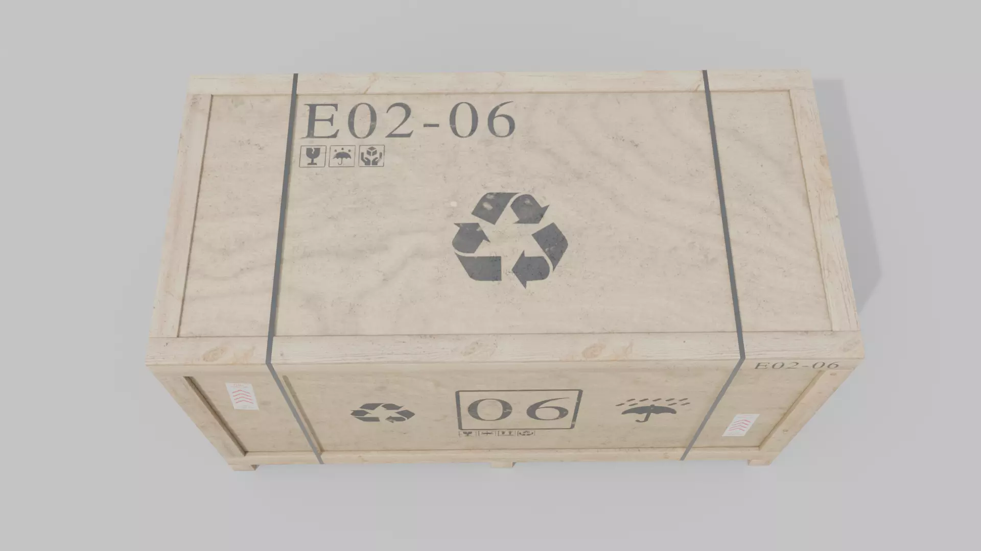 Long Horizontal Wooden Crate - Customizable Shipping Box Low-poly 3D model_6