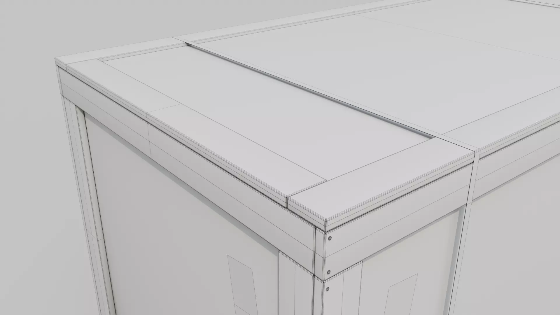 Long Horizontal Wooden Crate - Customizable Shipping Box Low-poly 3D model_15