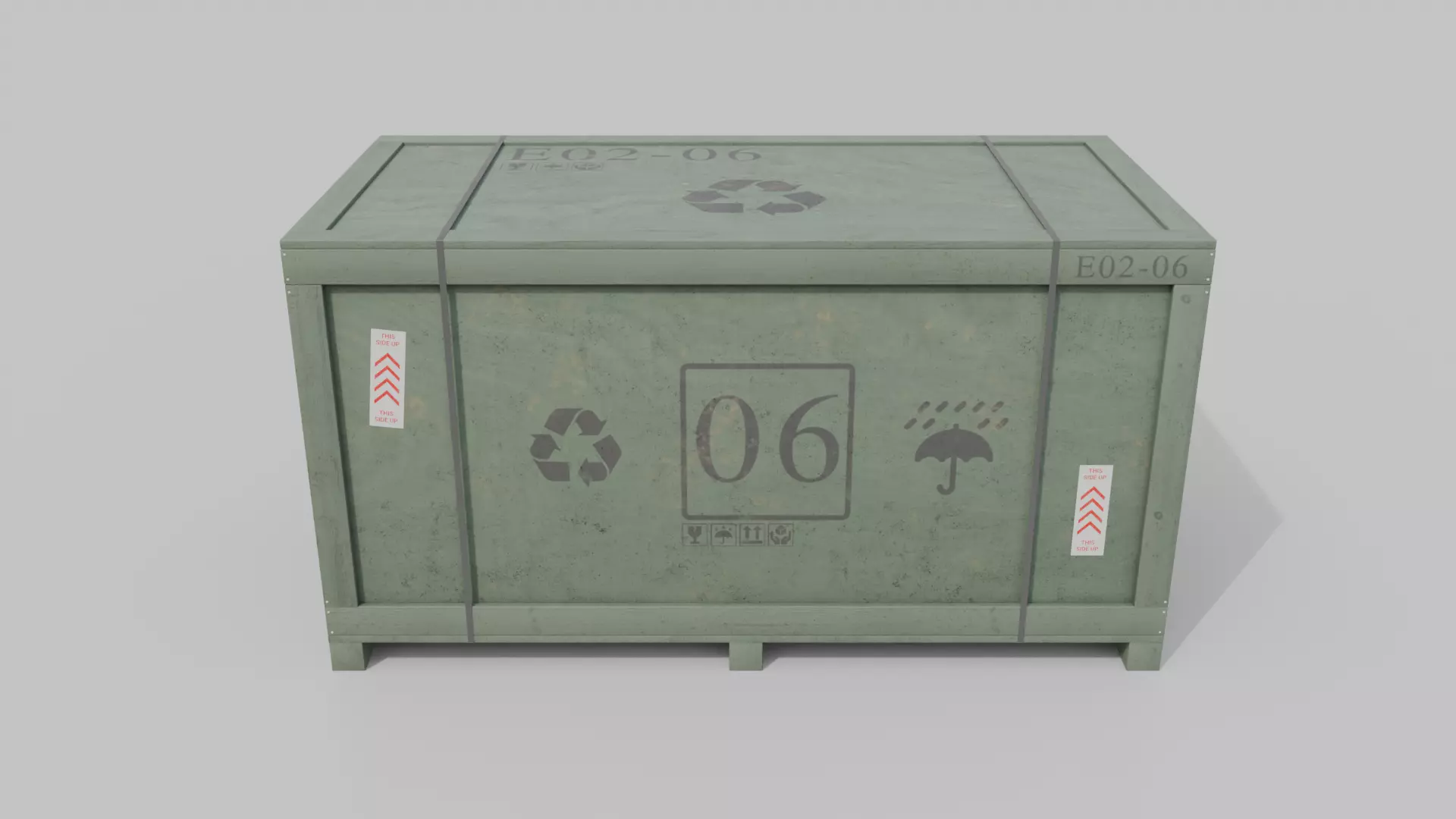 Long Horizontal Wooden Crate - Customizable Shipping Box Low-poly 3D model_11