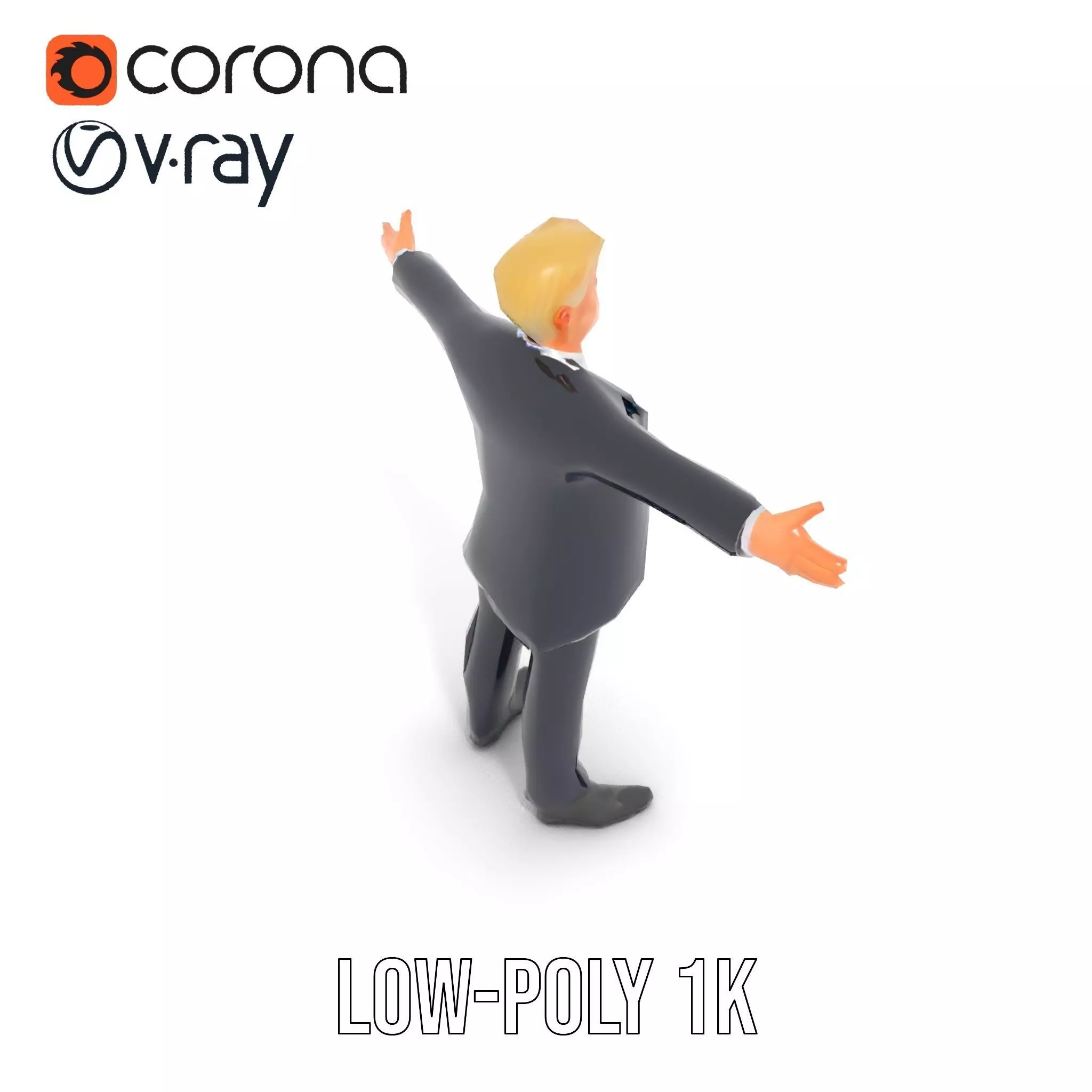 Animated Businessman Character Model Pack with Suit and Tie Low-poly 3D model_14