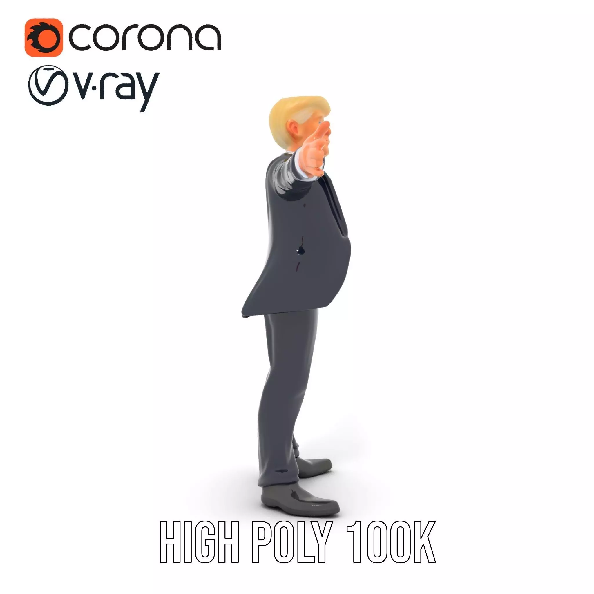 Animated Businessman Character Model Pack with Suit and Tie Low-poly 3D model_28