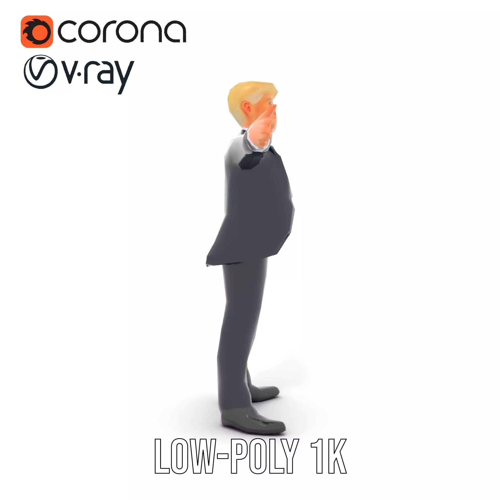 Animated Businessman Character Model Pack with Suit and Tie Low-poly 3D model_19