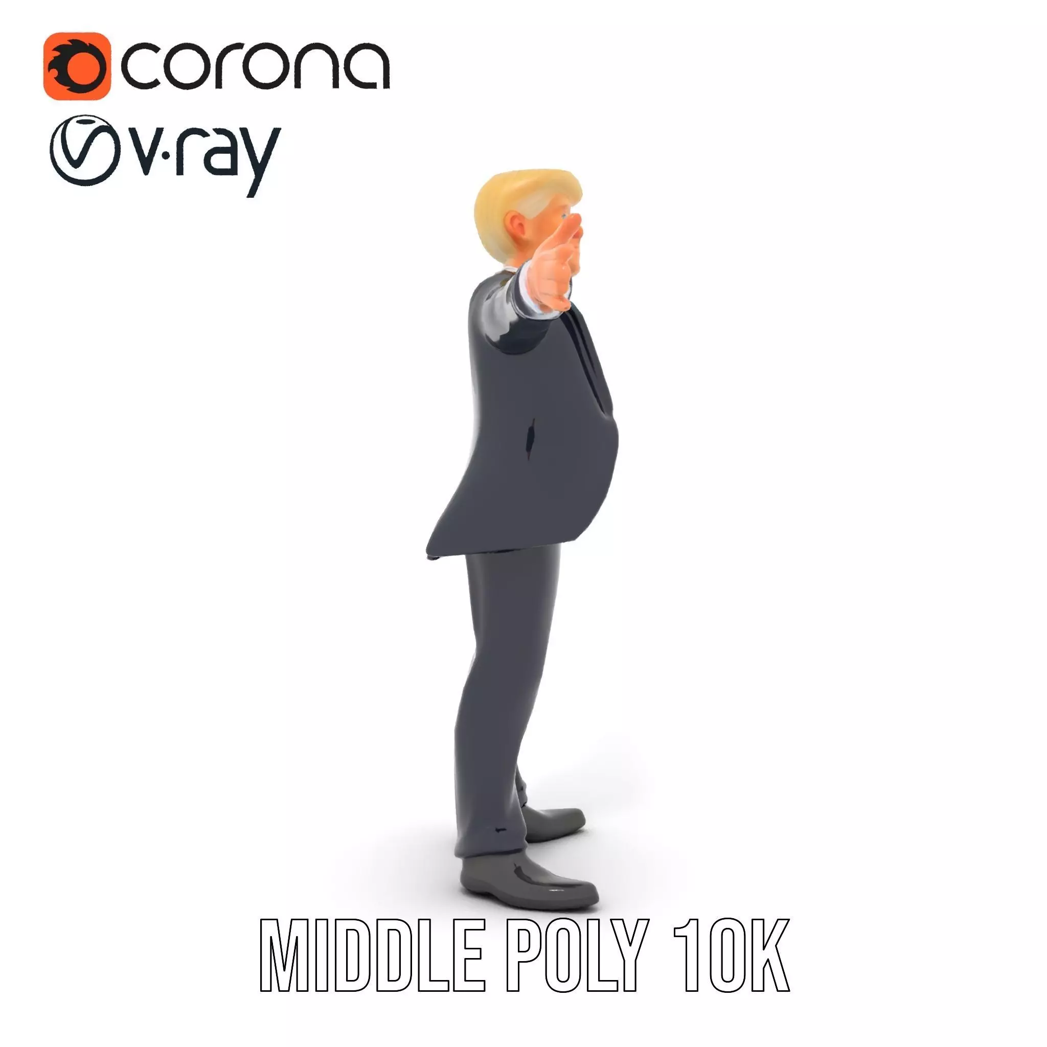 Animated Businessman Character Model Pack with Suit and Tie Low-poly 3D model_18