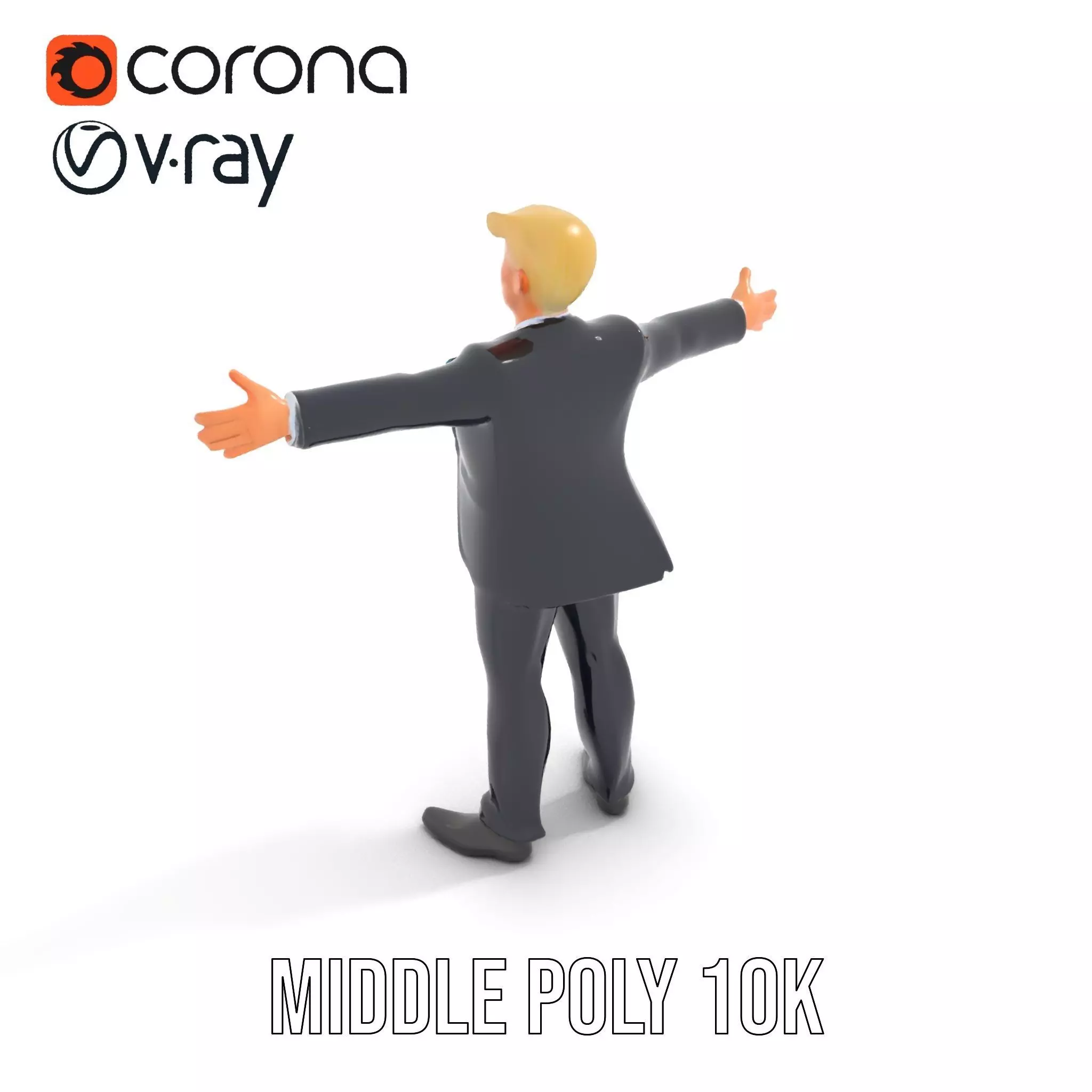 Animated Businessman Character Model Pack with Suit and Tie Low-poly 3D model_6