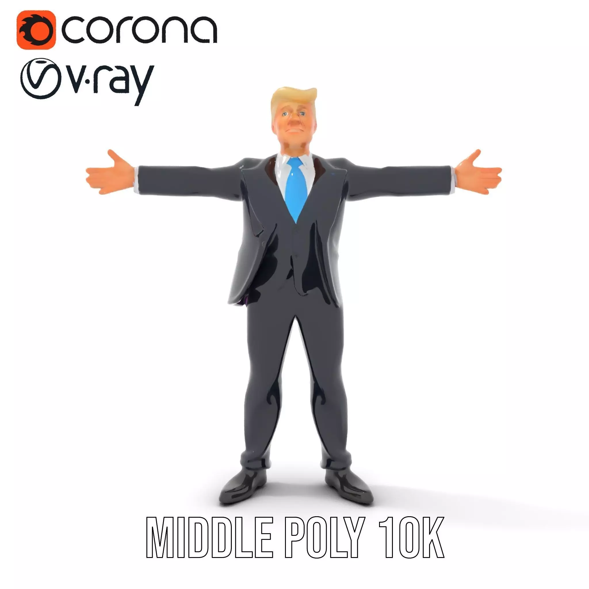 Animated Businessman Character Model Pack with Suit and Tie Low-poly 3D model_26