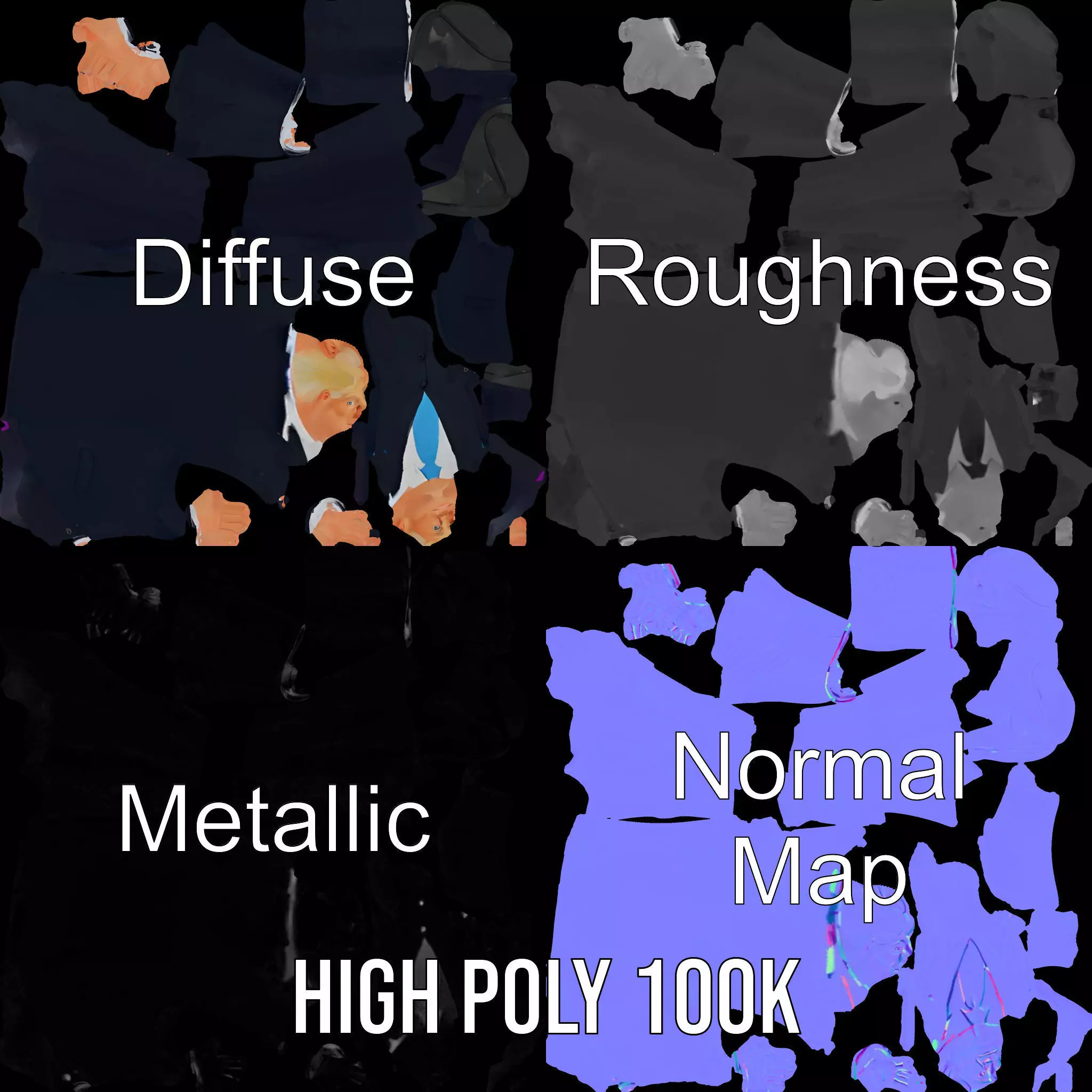 Animated Businessman Character Model Pack with Suit and Tie Low-poly 3D model_3