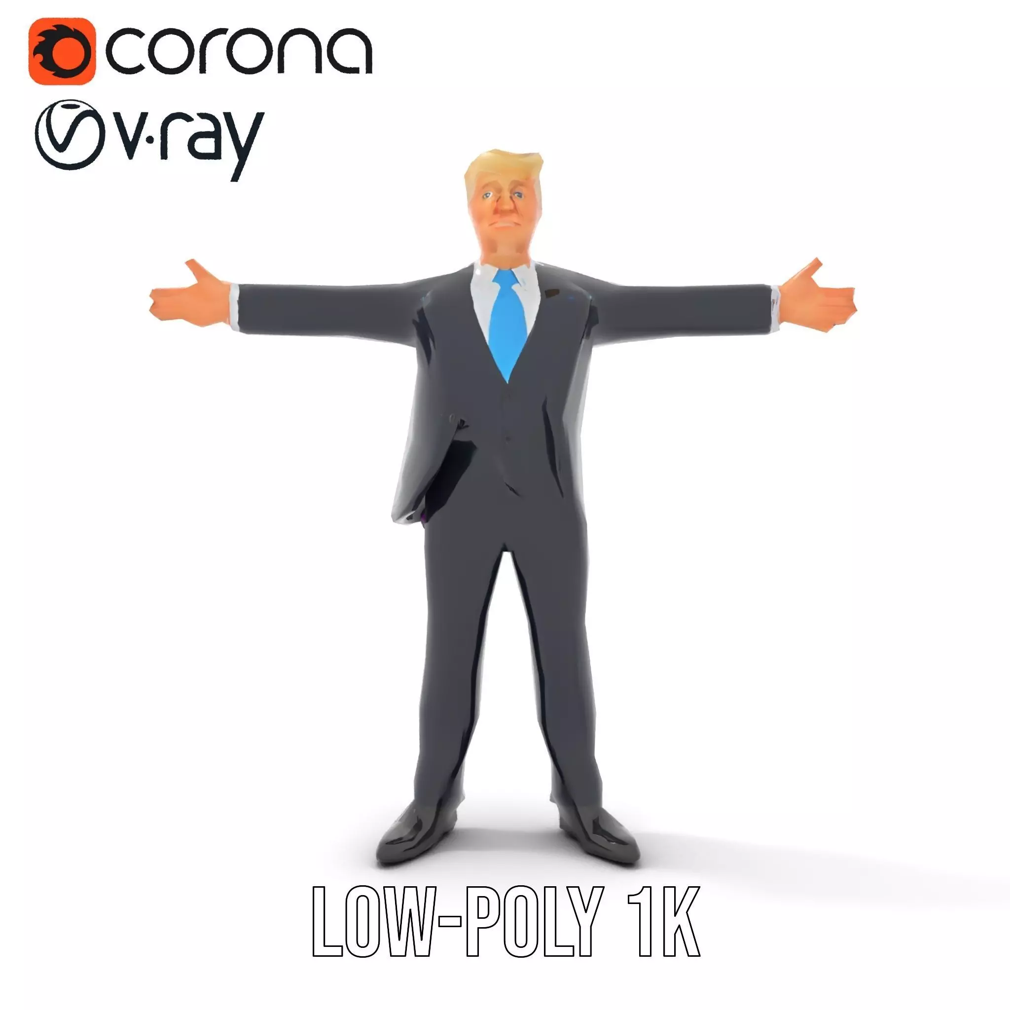 Animated Businessman Character Model Pack with Suit and Tie Low-poly 3D model_22