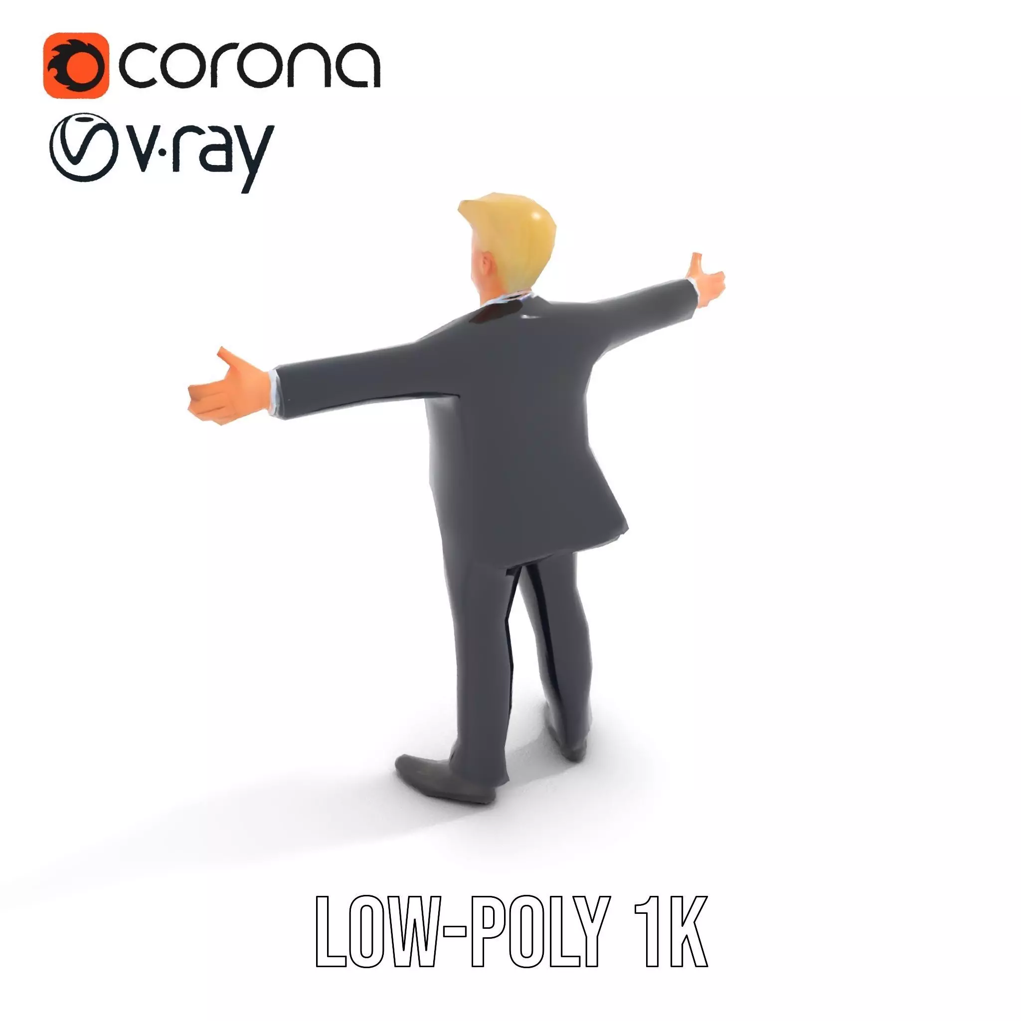 Animated Businessman Character Model Pack with Suit and Tie Low-poly 3D model_7