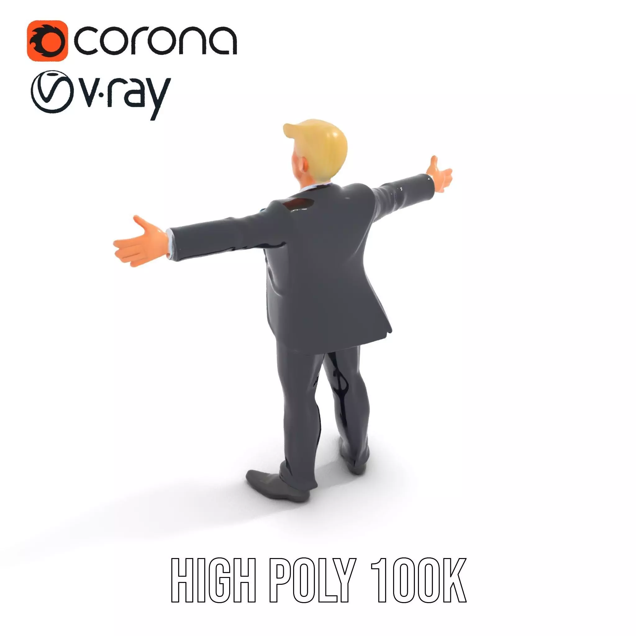 Animated Businessman Character Model Pack with Suit and Tie Low-poly 3D model_9