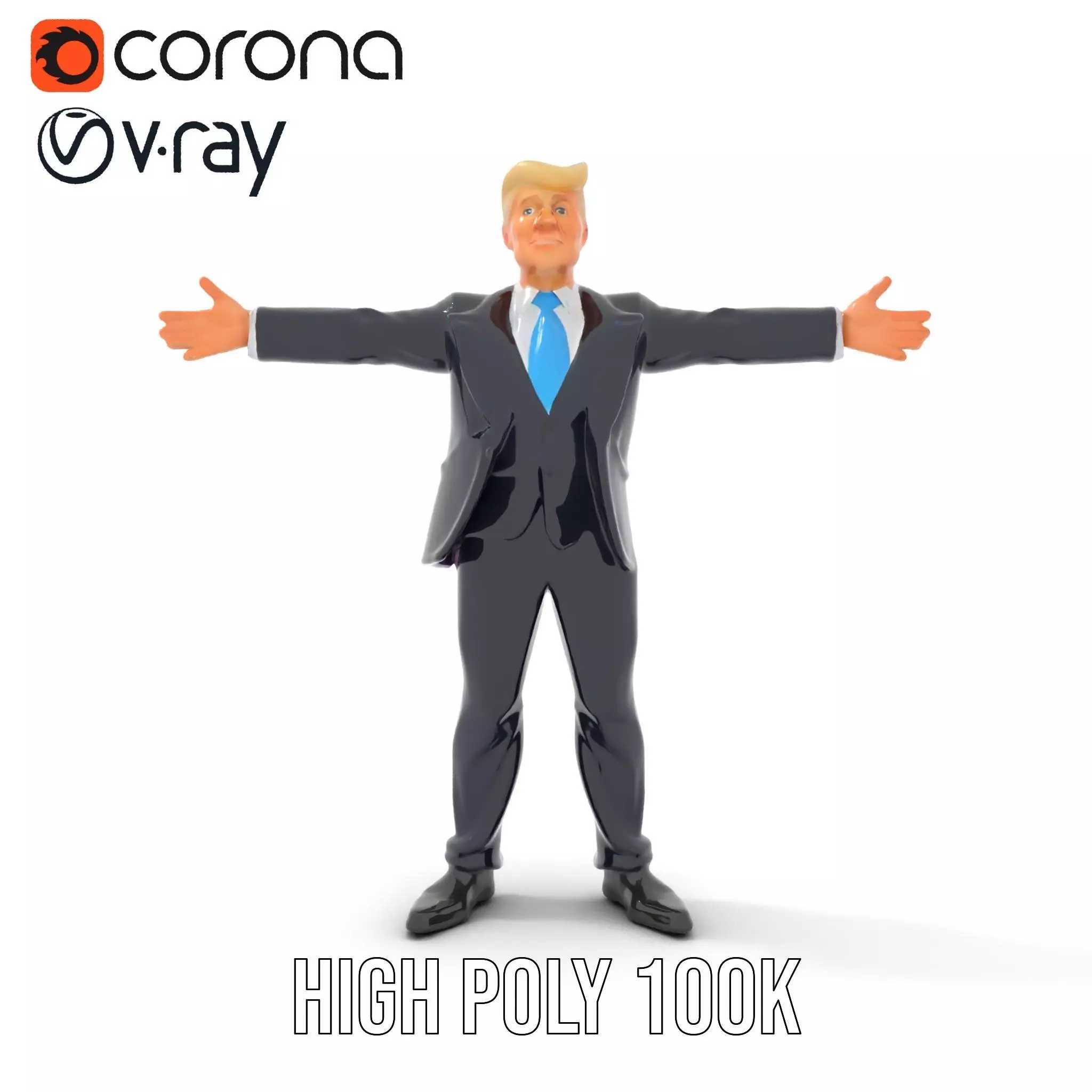 Animated Businessman Character Model Pack with Suit and Tie Low-poly 3D model_25