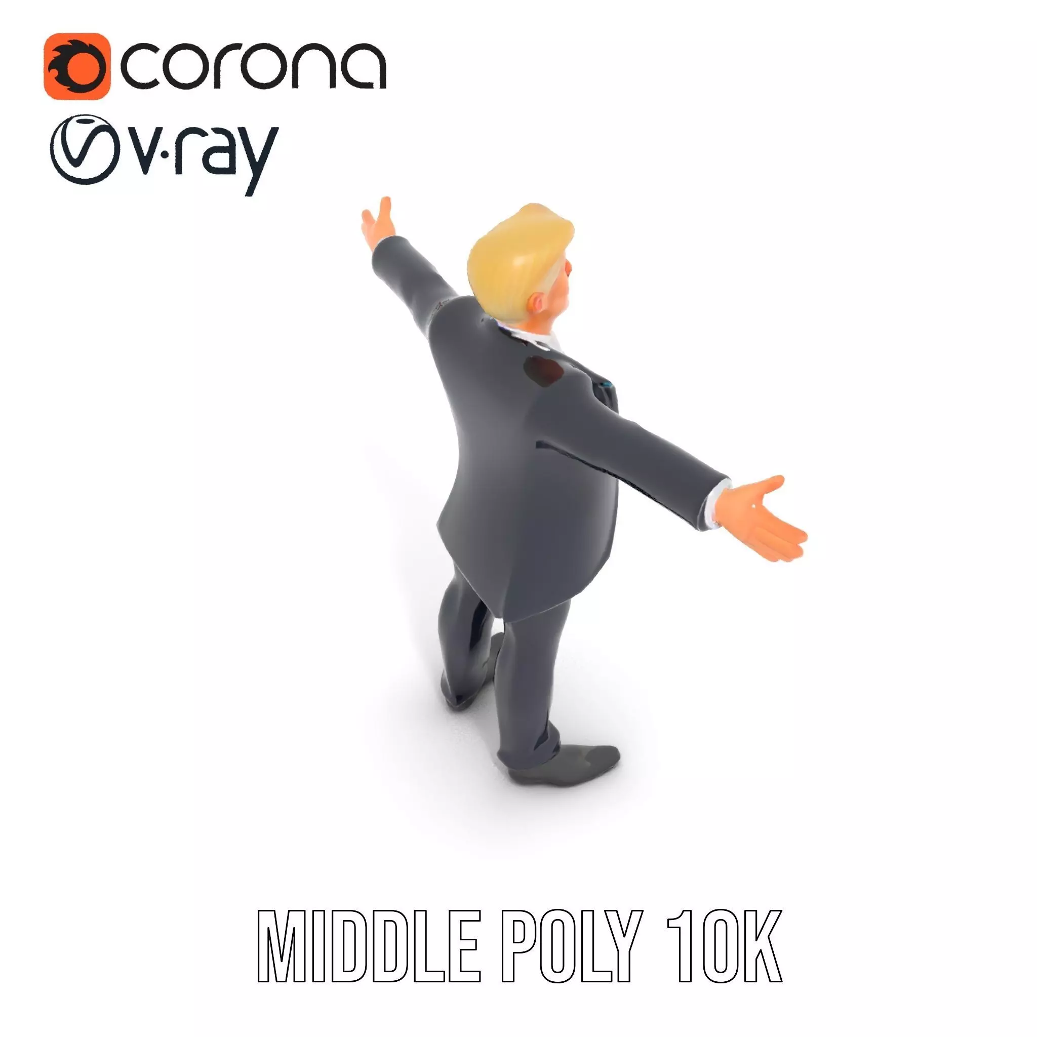 Animated Businessman Character Model Pack with Suit and Tie Low-poly 3D model_23