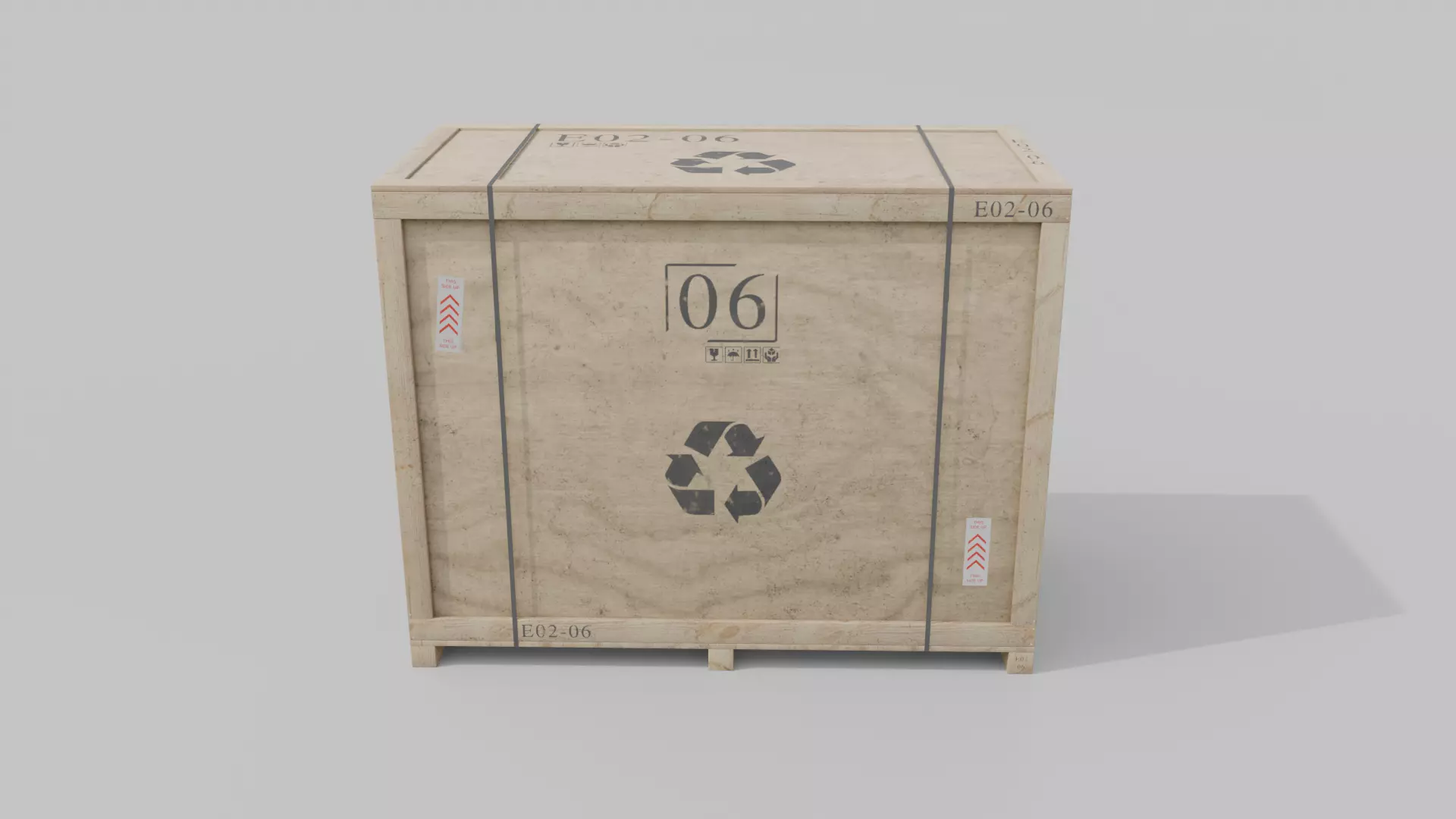 Long and Tall Wooden Crate - Customizable Shipping Box Low-poly 3D model_4