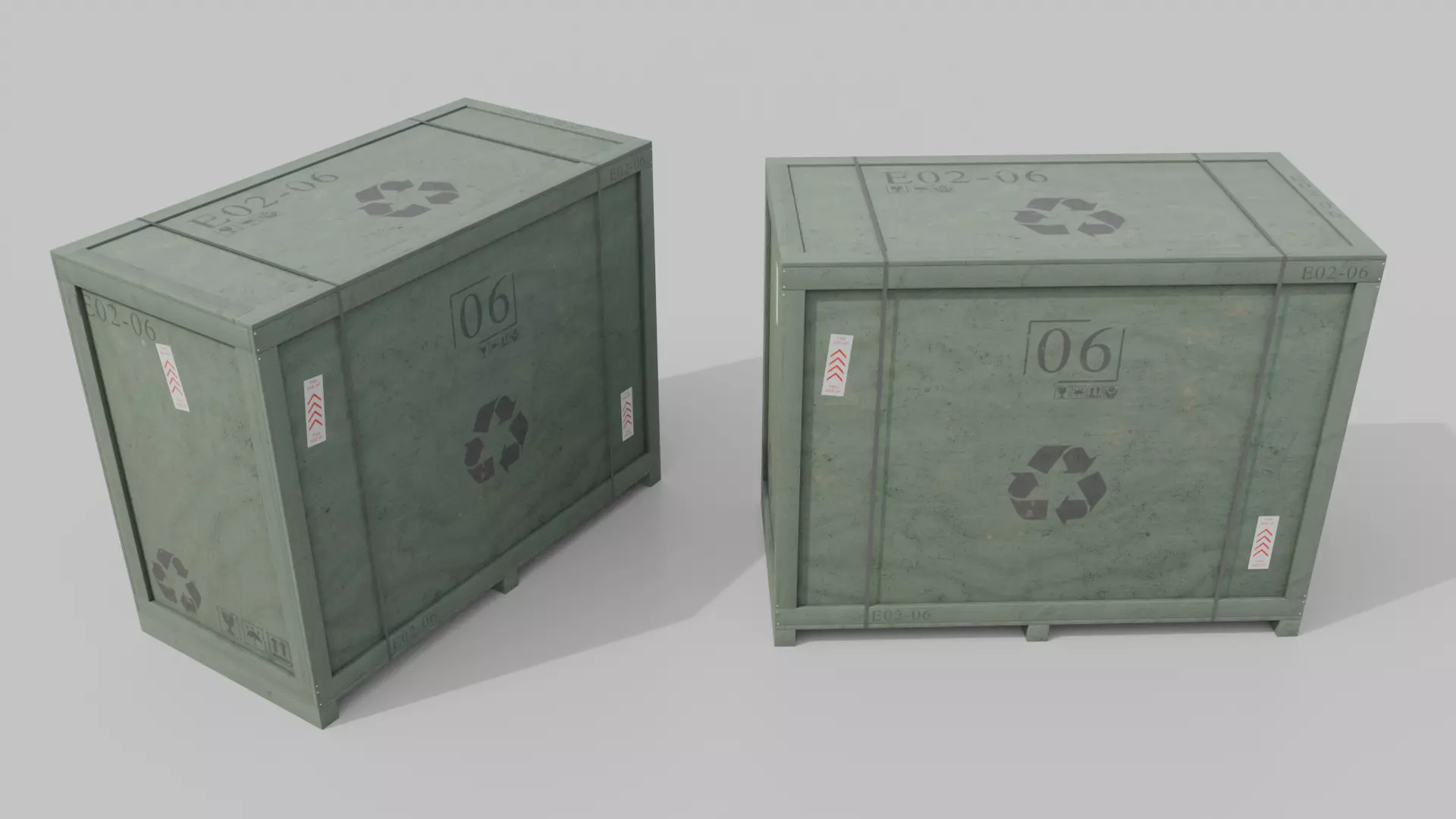 Long and Tall Wooden Crate - Customizable Shipping Box Low-poly 3D model_14