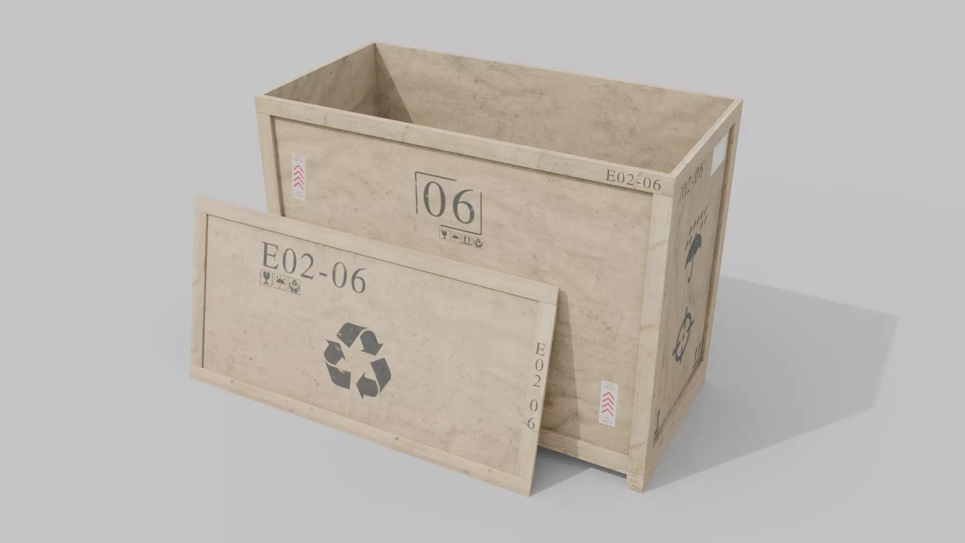 Long and Tall Wooden Crate - Customizable Shipping Box Low-poly 3D model_11