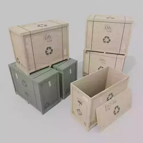 Long and Tall Wooden Crate - Customizable Shipping Box Low-poly 3D model