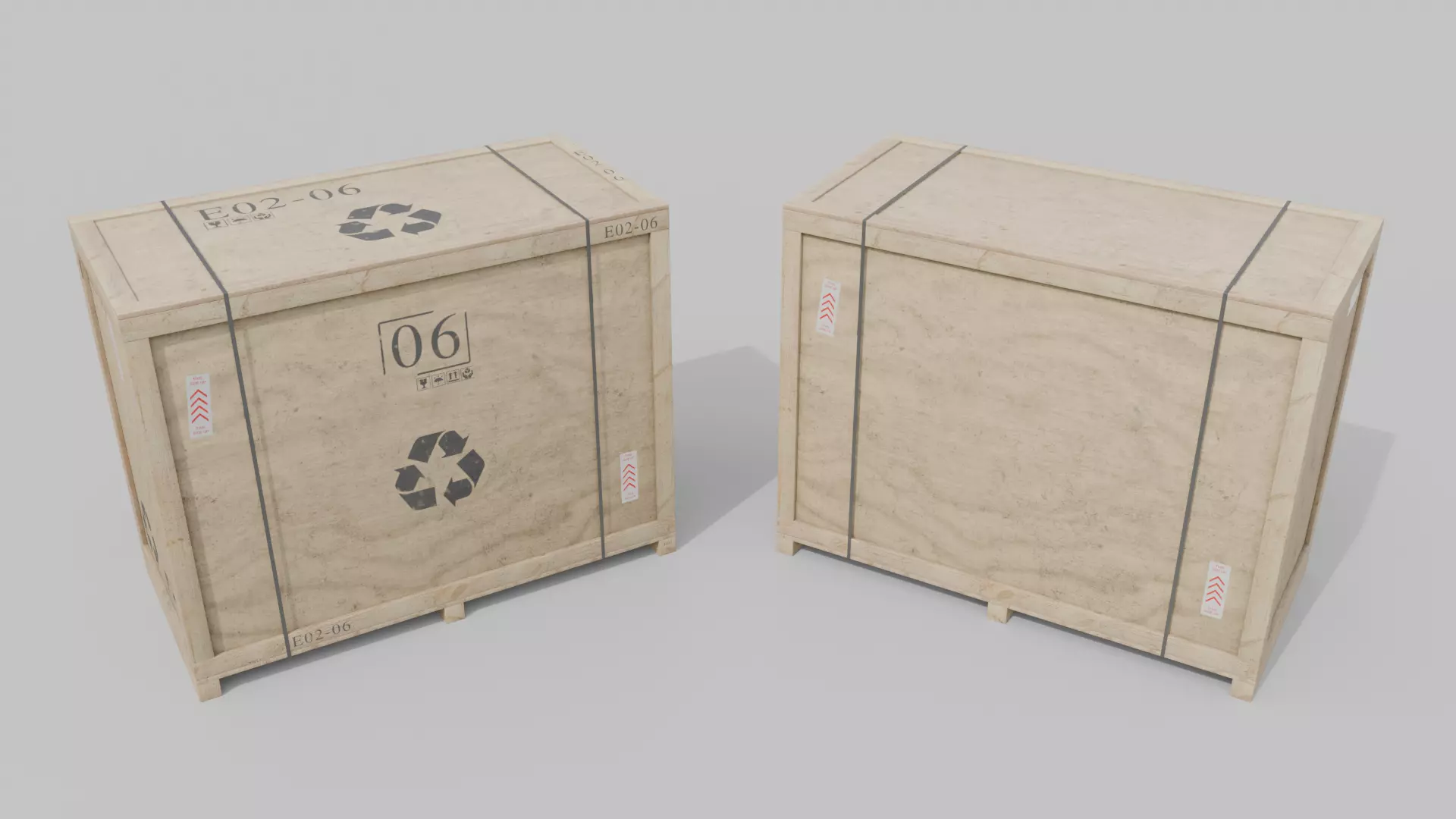 Long and Tall Wooden Crate - Customizable Shipping Box Low-poly 3D model_16