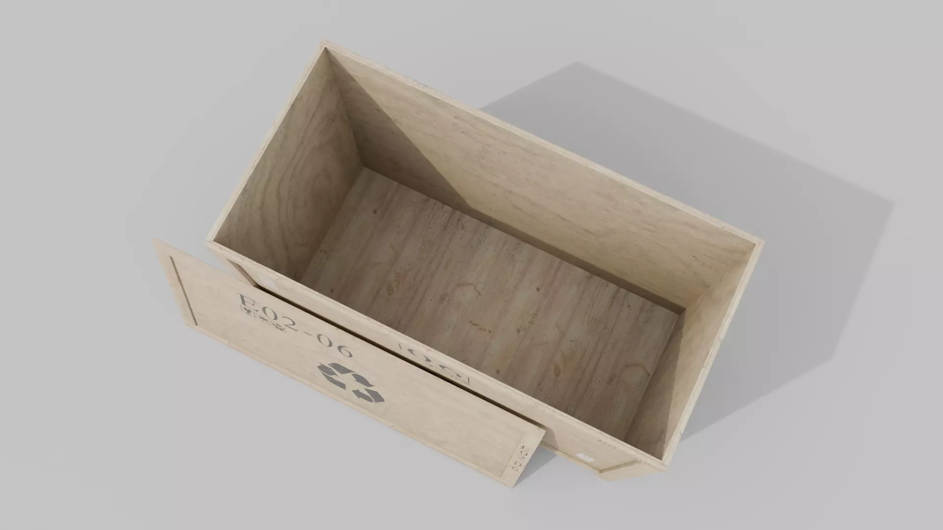 Long and Tall Wooden Crate - Customizable Shipping Box Low-poly 3D model_12