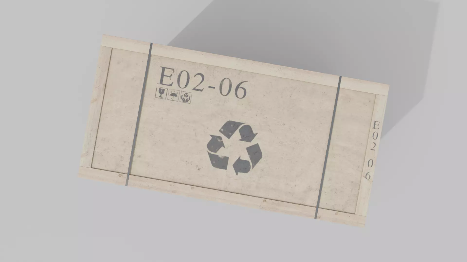 Long and Tall Wooden Crate - Customizable Shipping Box Low-poly 3D model_6