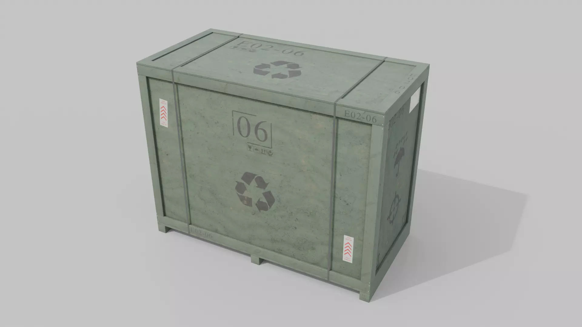 Long and Tall Wooden Crate - Customizable Shipping Box Low-poly 3D model_13