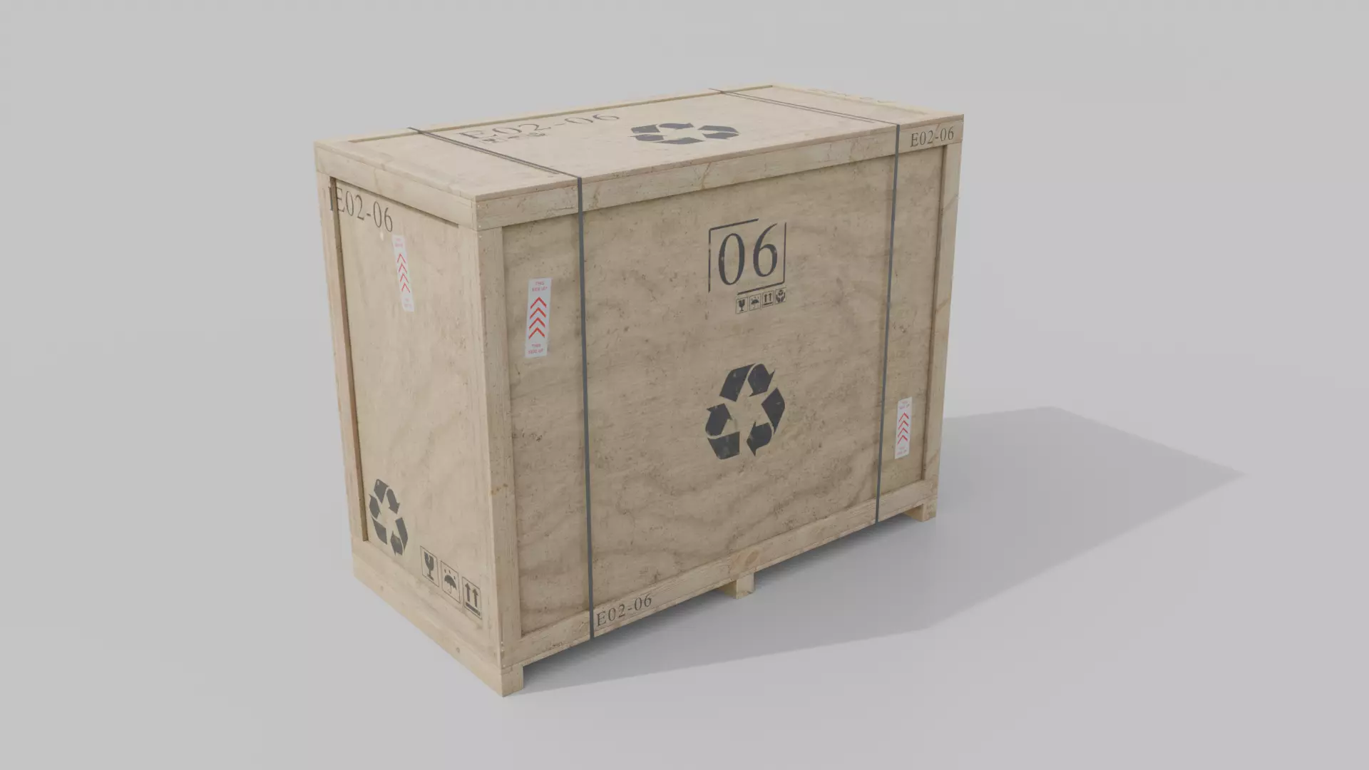 Long and Tall Wooden Crate - Customizable Shipping Box Low-poly 3D model_2